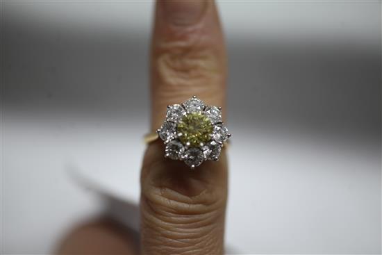 A 1960s 18ct gold and diamond cluster ring by Cropp & Farr, size M.